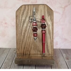 #107 Handmade Beaded Pen and purcharm set - 2 pieces